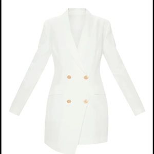 White Gold Button Blazer Dress